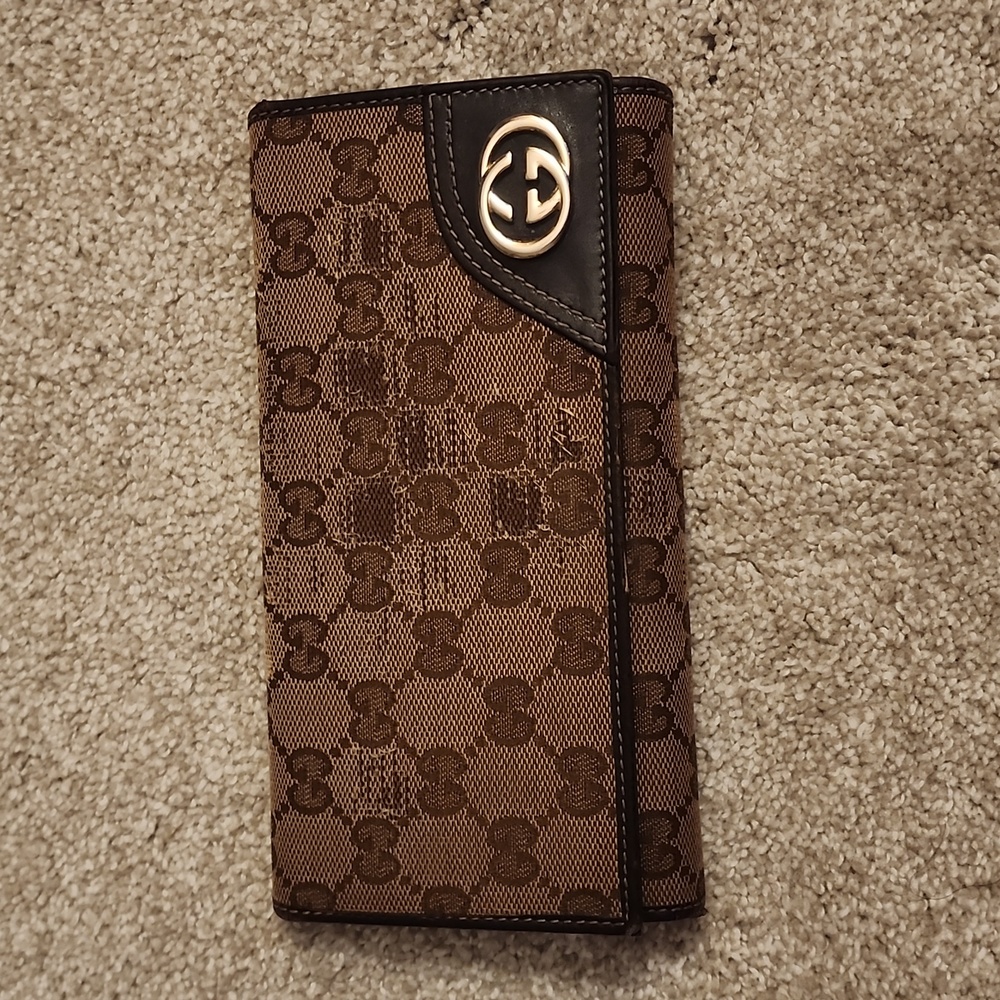Long Wallet   GG Brown Canvas Leather Italy #1815950959